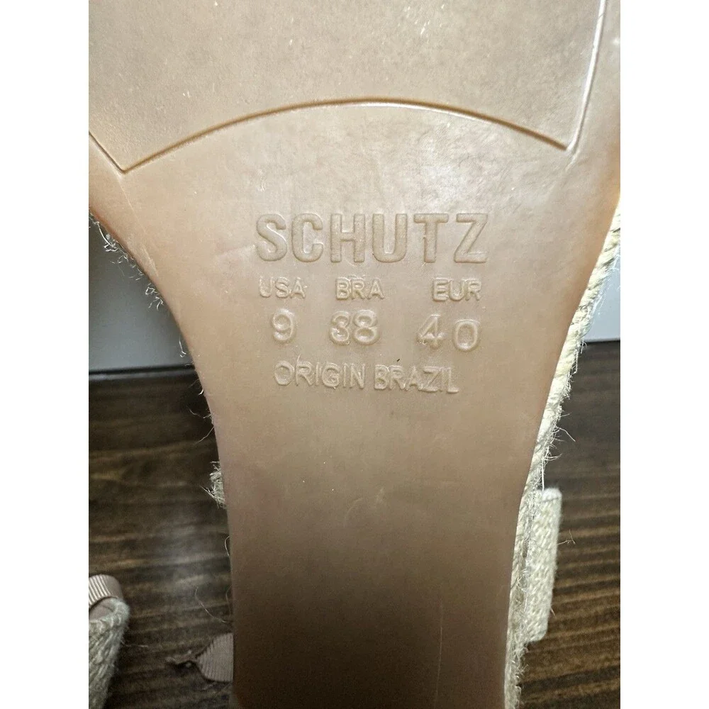 Schutz Wedge Espadrille‎ Tie Ankle Sandals Suede Peach Orange Women's 9 EU 40